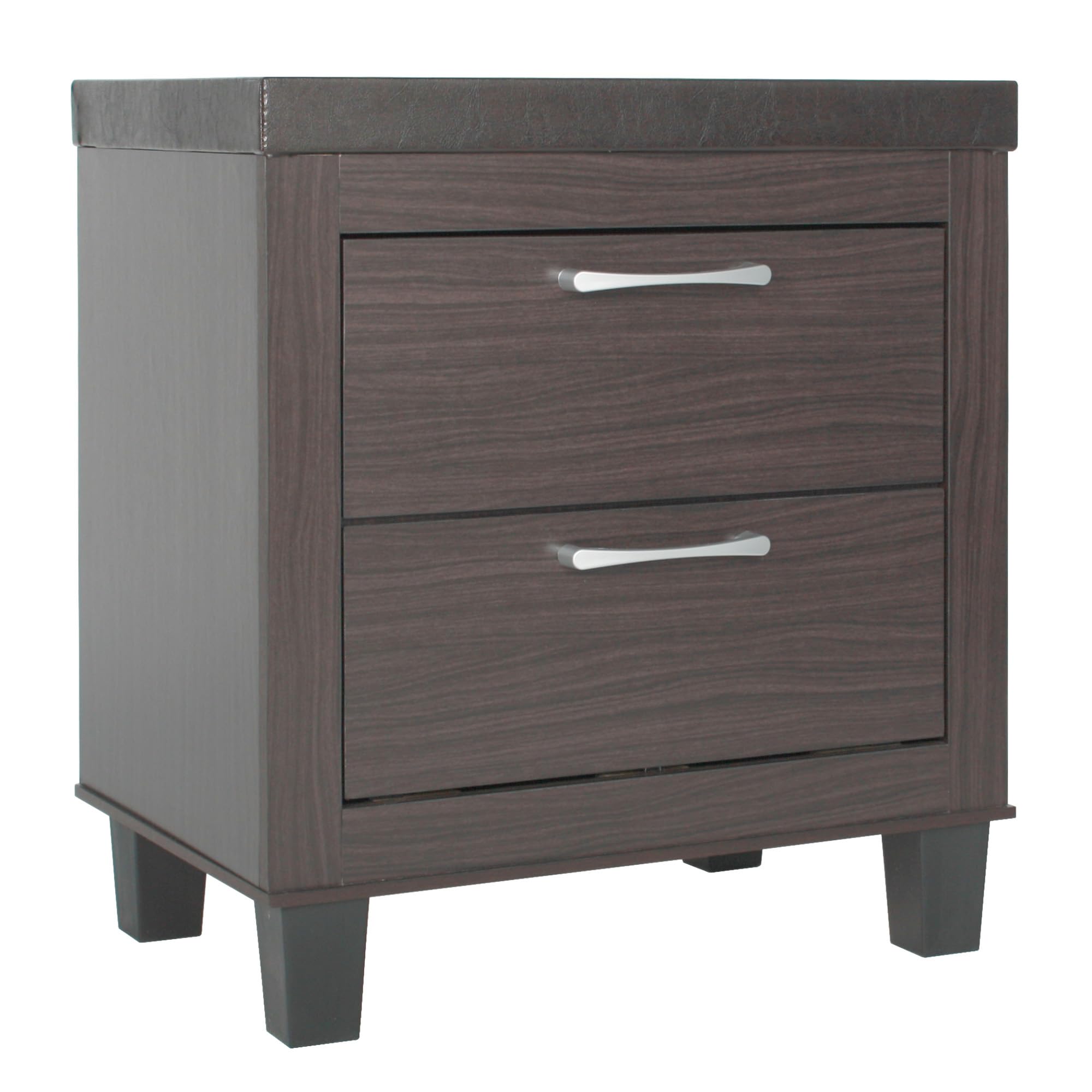 Better Home Products Elegant Mid Century Modern 2 Drawer Nightstand In Tobacco